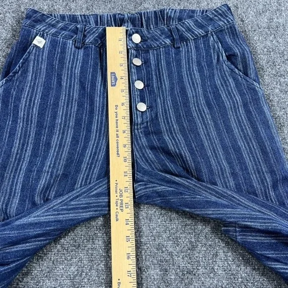 Jaded Gypsy Pants Womens Small Blue Spiral Cluster Denim Cargo Striped Jogger